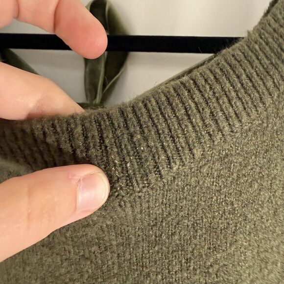 J. Crew Wool Blend Sweater Women's Small Green Knit Long Sleeve Open Back - Picture 9 of 12